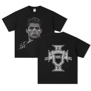 T-Shirt STREETWEAR Męski Bawełniany Oversize Z Nadrukiem Piłkarskim  Ronaldo