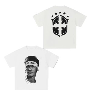 T-Shirt STREETWEAR Męski Bawełniany Oversize Z Nadrukiem Piłkarskim  Neymar
