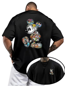 T-Shirt Tattoo Patchwork Oversize – Bawełniany, Krótki Rękaw Unisex