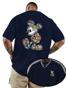 T-Shirt Tattoo Patchwork Oversize – Bawełniany, Krótki Rękaw Unisex 