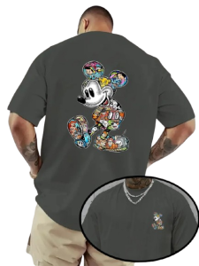 T-Shirt Tattoo Patchwork Oversize – Bawełniany, Krótki Rękaw Unisex 