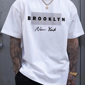 T-Shirt Męski Oversize Bawełniany BROOKLYN New York – Krótki Rękaw Casual Streetwear