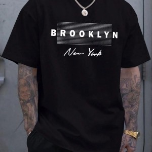T-Shirt Męski Oversize Bawełniany BROOKLYN New York – Krótki Rękaw Casual Streetwear 
