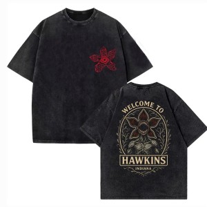 Koszulka Stranger Things Bawełna – T-shirt Hawkins Indiana, Demogorgon 