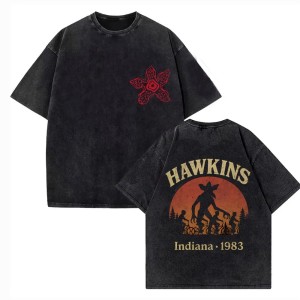 Koszulka Stranger Things Bawełna – T-shirt Hawkins Indiana, Demogorgon 