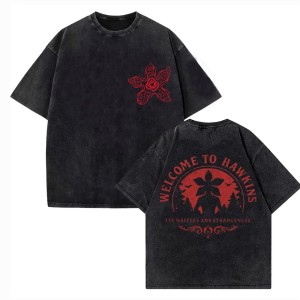 Koszulka Stranger Things Bawełna – T-shirt Hawkins Indiana, Demogorgon 