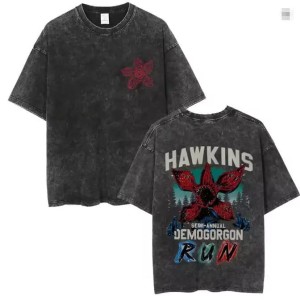 Koszulka Stranger Things Bawełna – T-shirt Hawkins Indiana, Demogorgon 