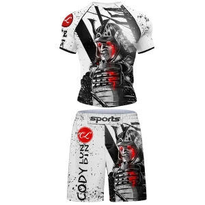 Męski Zestaw No-Gi BJJ: Rashguard + Spodenki MMA Kompresyjny Strój do Jiu Jitsu, Muay Thai, Grappling
